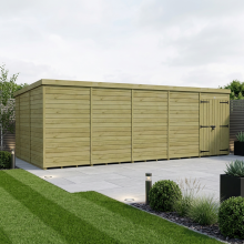20 x 10 Pent Shed Tanalised (Double Door, No Windows)