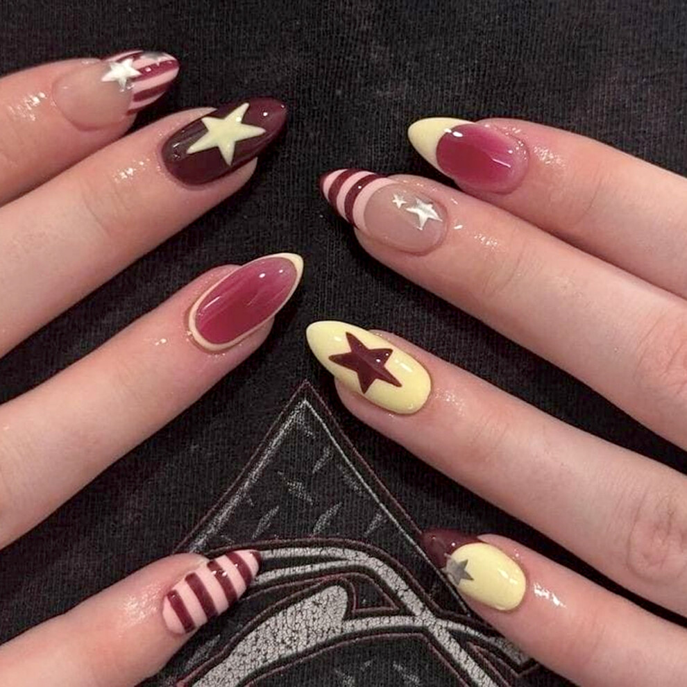 Reach-Tools Star Almond Press-On Nails 24Pcs