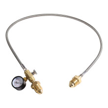 Nitrogen Helium 36-Inch Stainless Steel Braided Connecting Hose CGA580 Fitting with Pressure Gauge