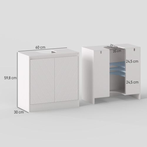 Homcom Mueble Bajo Lavabo Blanco 60 x 30 x 59.8 cm 2