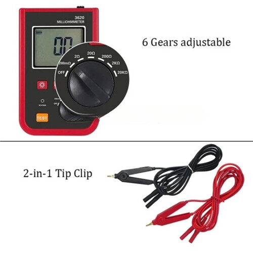ETCR3620 Portable Milliohmmeter 1.2A 20kΩ  Low Value Resistance Tester Accurate 4-Wire Method /AC 2 CH EU Plug 2