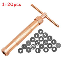 (Gold)Stainless Steel Extruder 20 Shapes Fondant Cake Pottery Oil Clay Diy Tools Craft