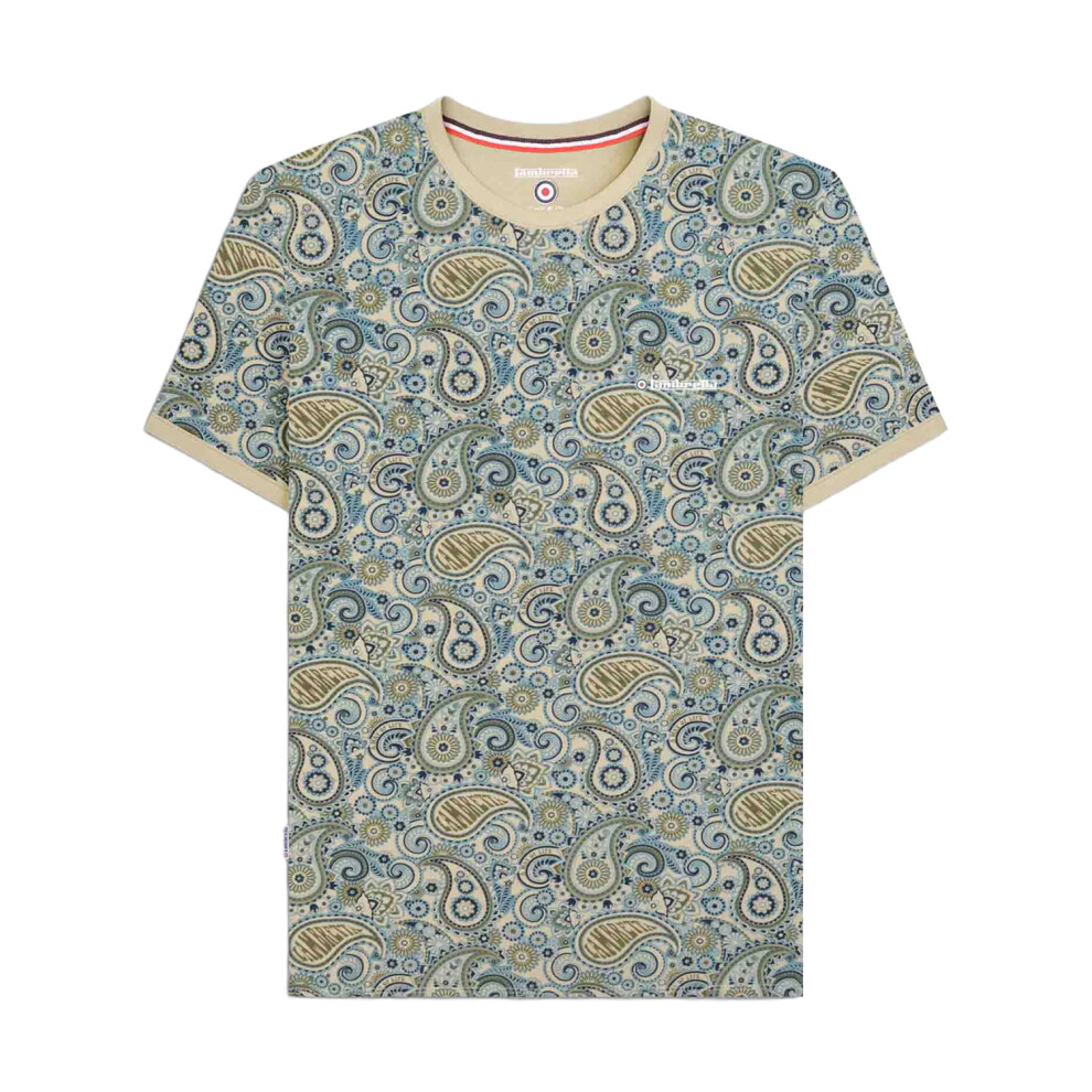 Lambretta (Xl, Wood/Ash/Khaki) Mens Ss25 Paisley T-Shirt