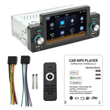 1 Din 5 Inch Car Radio Carplay Stereo MP5 Player Wireless Carplay+Android Auto TF USB FM Touch Screen