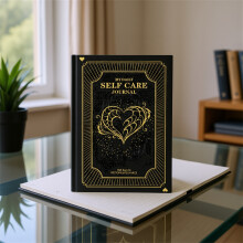 (Black Hearts) Personalized Self-Care Journal, Gold Foil Cover, English