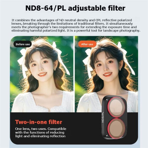 Lens Filter Kit for  Osmo Pocket 4P Adjustable ND8/PL+ND16/PL+ND32/PL+ND64/PL Filter Camera Natural Filter 1