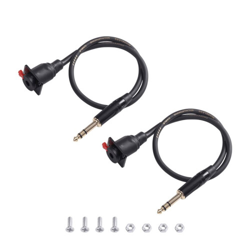 2PCS Panel D-Type Cable de Jack Estéreo Dual-Channel 6.35MM Hembra A 6.35MM Macho Cable de Placa de Pared 1