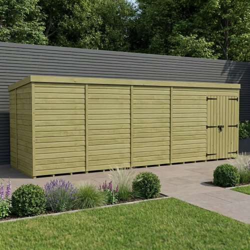 20 x 6 Pent Shed Tanalised (Double Door, No Windows)