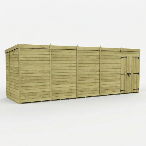 20 x 6 Pent Shed Tanalised (Double Door, No Windows) 1