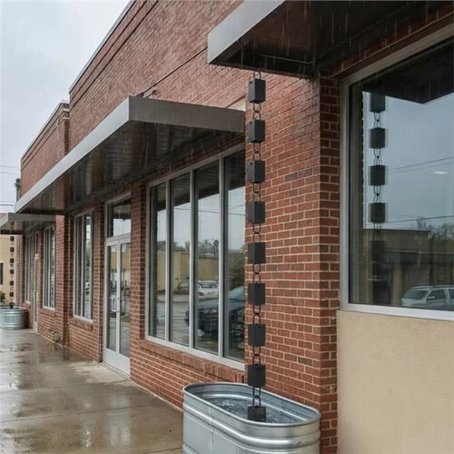 Rain Chain Rectangular Rain Chain Set RustResistant Rainchain Gutter Adapter Rain Chain for Gutter Downspout Decoration 2