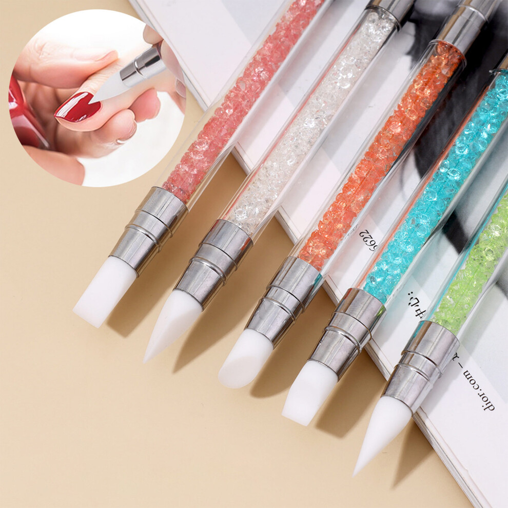 Roc-Electron 3D Nail Art Pens, 5Pcs Silicone Brushes For Rhinestones