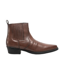 (6 UK, Brown) Woodland Mens Distressed Leather Gusset Western Ankle Boots