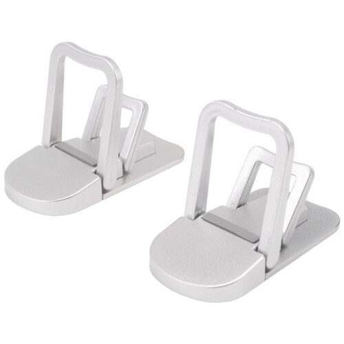 2Pcs Portable Laptop Stand Computer Riser Lift Self-Adhesive Foldable Invisible Notebook Adjustable Height Stand Silver