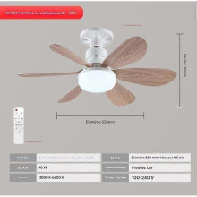 Ceiling Fans with Lights - 42 Inch White&Wood Flush Mount Ceiling Fan 6-Speed Wind, Quiet Reversible DC Motor, 3 Color Dimmable Lighting, Small Low Pr