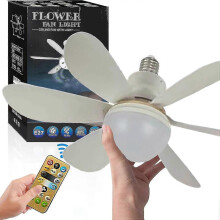 Socket Fan Ceiling Fan with Light and Remote, Socket Fan Light with 3-Speed Wind Adjustment, 20.5' Ceiling Fan with LED Light, Summer Home Improvemen[