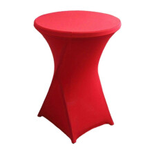 (L Red) Cocktail Tablecloth, 110x60/80cm, High Elastic Solid Color Stain Resistant Easy to Install