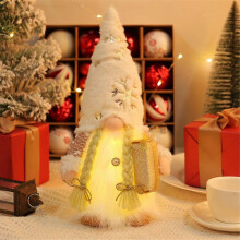 Decorazione natalizia in peluche a forma di gnomo - Bambola Rudolph con luce LED, ornamento a forma di elfo senza volto