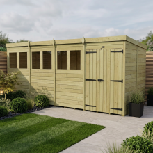 20 x 7 Pent Shed Tanalised (Double Door, With Windows)
