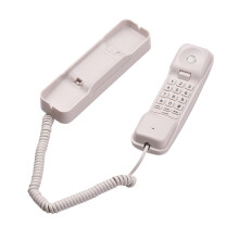 Telefono fisso con filo, da scrivania o da parete.