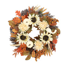 Ghirlanda autunnale di zucche da 45 cm, decorazione da parete per il Giorno del Ringraziamento, matrimoni, ristoranti, ornamento per il raccolto