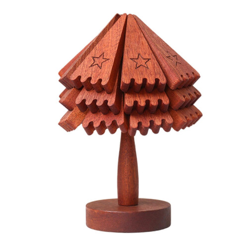 Multipurpose 3Pcs Christmas Tree Wood Texture Coasters Drinkware Pad for Dining Office