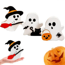 Decorazioni di Halloween: 3 pezzi di simpatici fantasmi, gatti neri, pipistrelli, streghe, scope, zucche e blocchi decorativi.