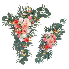Kit di 2 pezzi per decorazione ad arco rustico con fiori per cerimonia e ricevimento di nozze.