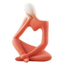 Vaso Thinker in ceramica, contenitore per fiori per soggiorno, colore arancione, confezione da 1.