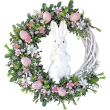 Ghirlanda di coniglietti pasquali in acrilico rosa, 25 cm, decorazione per la casa, la porta e la parete.