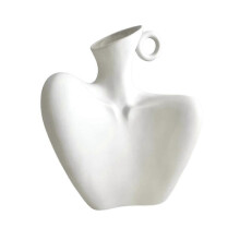 Vaso da fiori minimalista in ceramica bianca a forma di donna, piccola statuetta per la decorazione della casa.