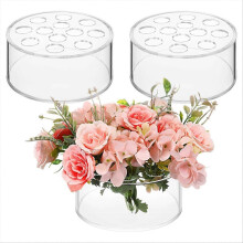 Set di 3 centrotavola floreali in acrilico per la decorazione del tavolo da pranzo, vaso rotondo per fiori da matrimonio con 12 fori