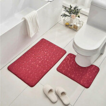 Set di 2 tappetini da bagno con motivo a pietra in rilievo, a forma di U, 40x50 cm e 40x60 cm, morbidi, antiscivolo, ad asciugatura rapida.