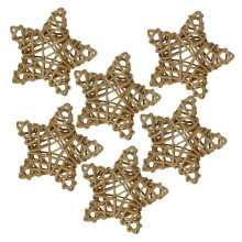 Confezione da 6 palline di vimini a forma di stella da 100 mm, ideali per decorare ciotole e vasi.