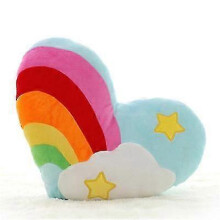 Rainbow Heart Shaped Throw Pillow, Soft Cushion for Dining Room Sofa-Yvan