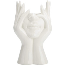 Vaso in ceramica a mezza faccia da 22 cm, vaso moderno bianco per piante, ideale per la casa, il soggiorno, l'ufficio o come centrotavola.