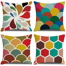 Cushion Cover Set of 4, Cotton Linen Decorative Pillow Cases for Sofa Bedroom Home, 45x45 cm