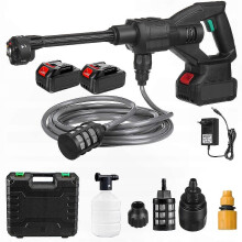 Hidrolimpiadora portátil inalámbrica de 21 V y 100 bares con 2 baterías incluidas.