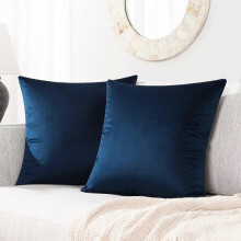 Confezione da 2 federe decorative quadrate in velluto, morbide e confortevoli, per divano e letto, blu navy, 45x45 cm.
