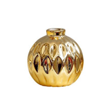 Piccolo vaso in ceramica con motivo a labbra di pesce in rilievo, vaso per fiori decorativo color oro.