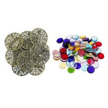 Mosaico in vetro rotondo colorato da 100 g per decorazione domestica e 10 spilli di fissaggio