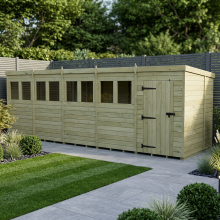 20 x 7 Pent Shed Tanalised (Single Door, With Windows)