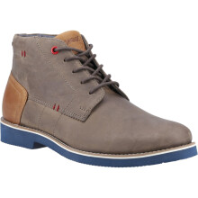 (7 UK, Grey) POD Mens Aries Oiled Leather Chukka Boots