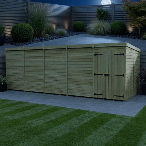 20 x 8 Pent Shed Tanalised (Double Door, No Windows) 2
