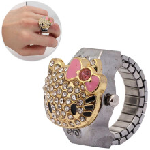 Neue Fingerringuhr mit Klappe Pink