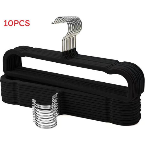 (Black)Space Efficient Velvet Pant Racks With Nonslip Surface For Home Use Closet