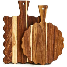 2 Piezas de Tabla de Cortar de Madera con Mango, para Decoración de Cocina, Tablas de Charcutería, Bandeja de Servicio, para Queso, Pan, Pizza