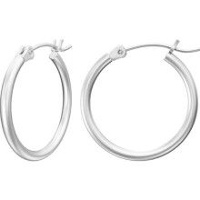 (Silver-20mm) Plain hoop earrings, electroplated and color-preserving, daily wear