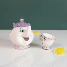 (Beauty And The Beast A Jug) Chaleira de Porcelana com Esmalte Pintada à Mão Tema A Bela e a Fera para Coleção e Decoração
