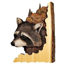 (Raccoon) Drewniana zawieszka ścienna w kształcie samolotu, rzeźba zwierzęcia, półręcznie wykonana, nowoczesna dekoracja domu