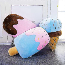 (blue, ice-lolly) Knuffelkussen met ijsjesdesign, 50 cm, voor op de bank of het bed, blauw of roze.